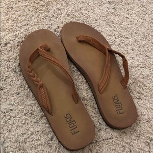 Flojos Tan Braided Strap Flip Flop Sandals